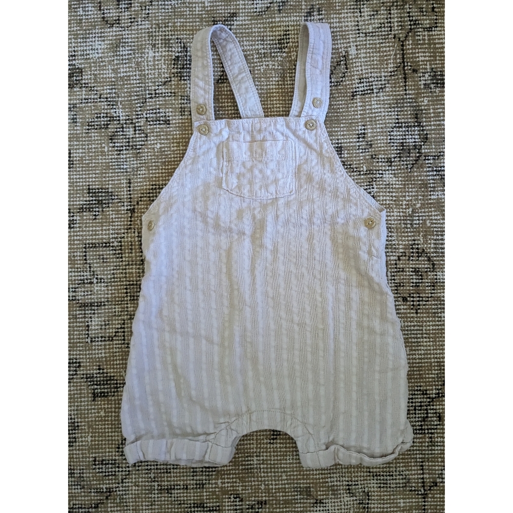 H&M baby tan linen overalls size 9-12 months